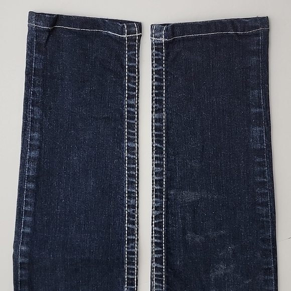 True Religion Women's  Denim Skinny Dark Wash Blue Jeans White Stitch Size 27 - Picture 11 of 16